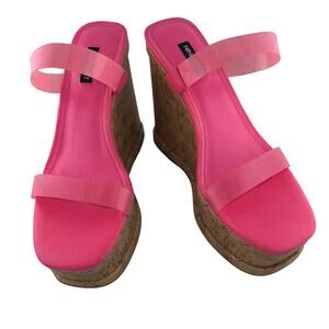 NINE WEST Pink Women Rapps3 Ultra High Wedge Sandal Size 8.5M NWOB